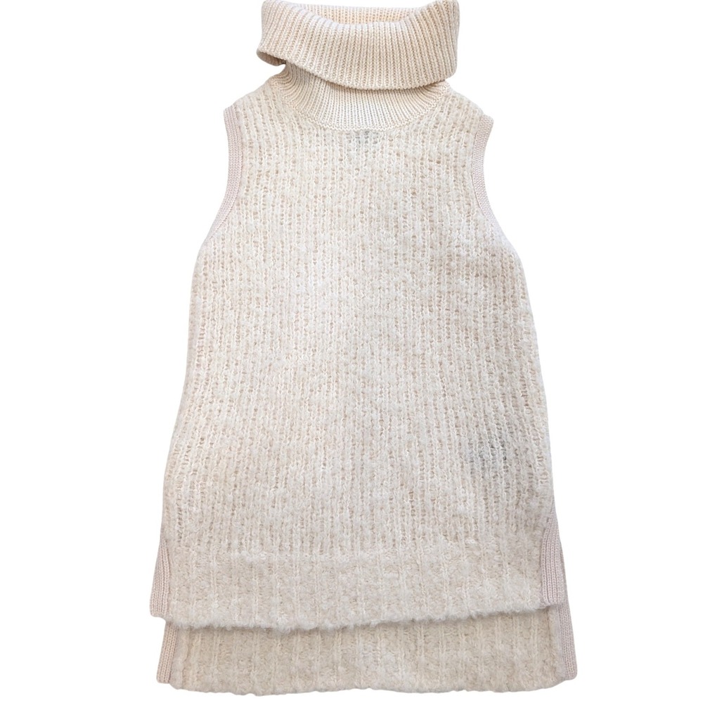 $300 NWOT Rag & Bone Adele Cream Wool Alpaca Sleeveless Turtleneck Sweater XXS